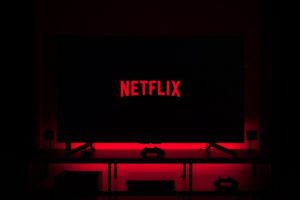 The Netflix logo on a TV screen.