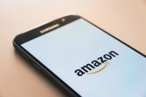 An Amazon logo on a smartphone.