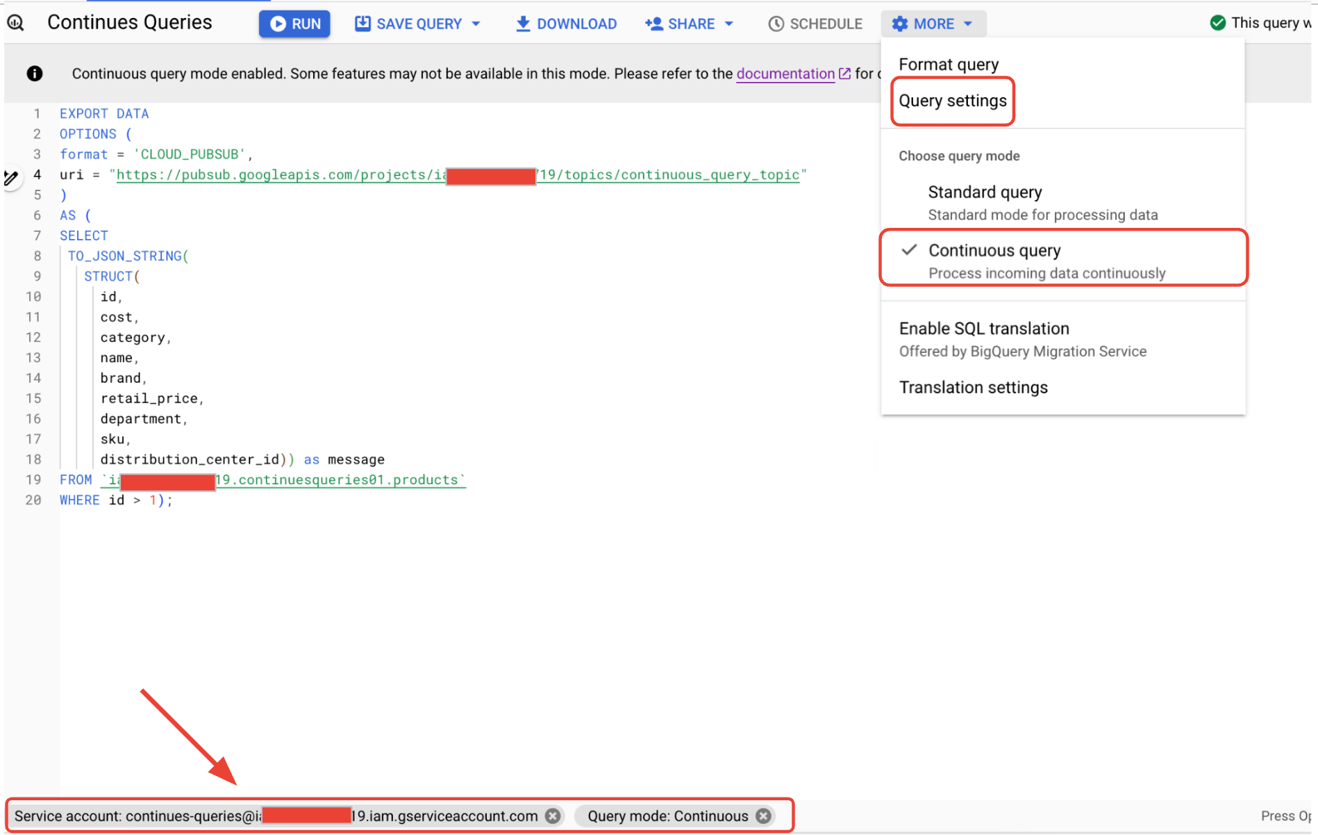 Continuous queries
