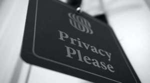 A privacy sign on a building.